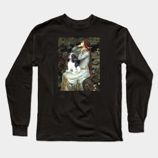 Ophelia by John Waterhouse Adapted to Include a Tri Color Cavalier King Charles Spaniel Long Sleeve T-Shirt